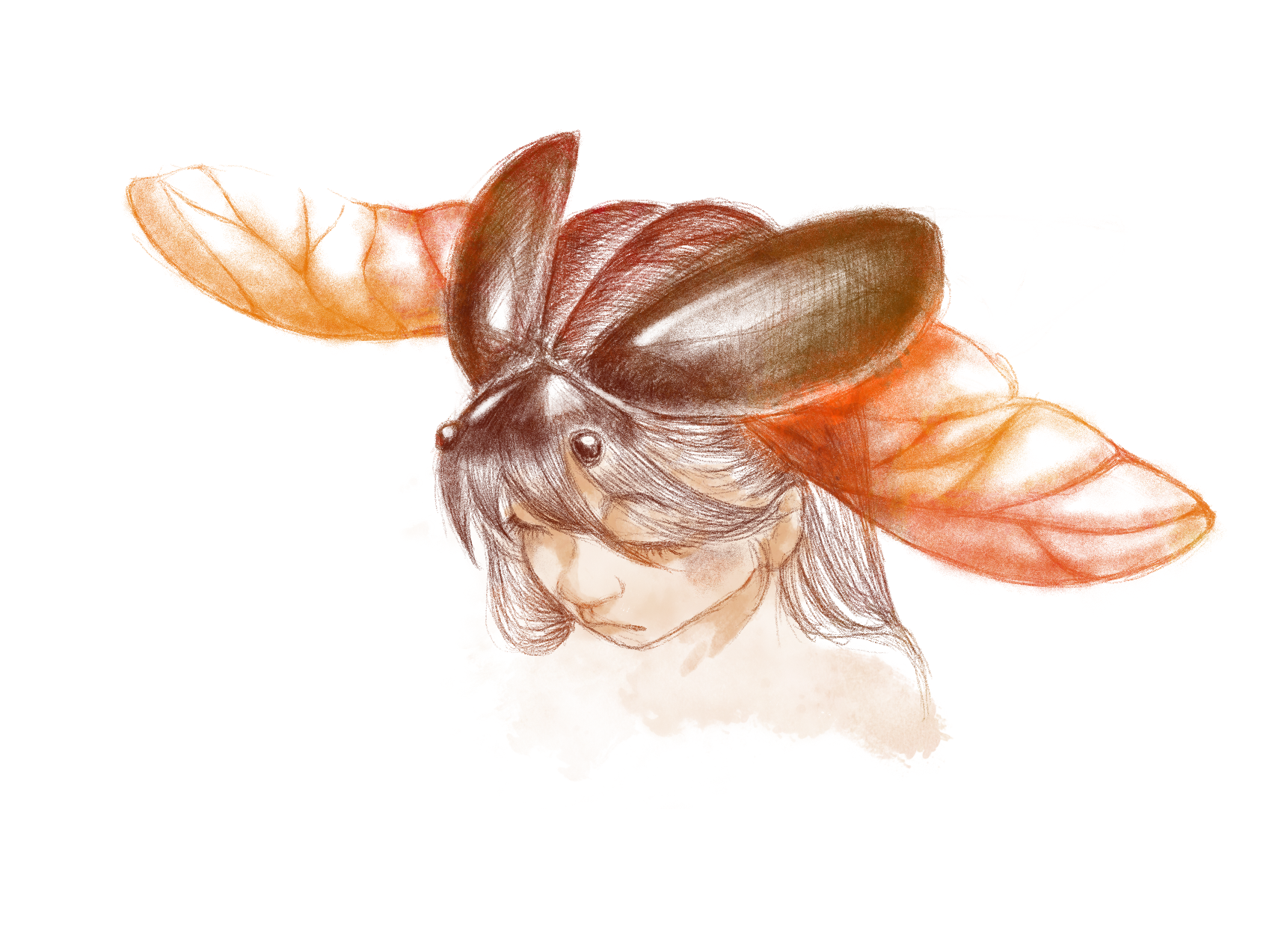 Illustrated self-portrait of Angela as a winged moth